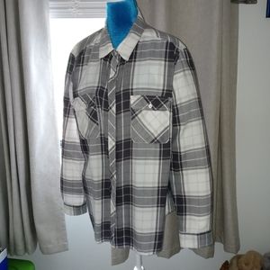 Faded Glory Gray and White Plaid Long or 3/4 sleeve XXL/20